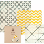Envoltorio de cera de abeja reutilizable diseño geométrico – ecológico y libre de plásticos. Pack de 3