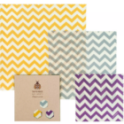 Envoltorios de cera de abeja reutilizable diseño zig zag – sostenible y ecológico. Pack de 3